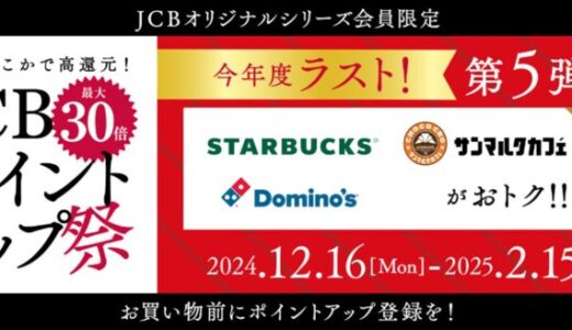 第5弾はポイント最大30倍！「JCBポイントアップ祭2024」