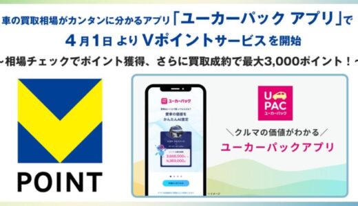の買取相場がカンタンに分かるアプリ「ユーカーパック アプリ」で4月1日よりVポイントサービスを開始！