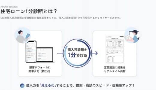 借入可能上限額がたった“1分”でわかる！営業現場でのローン対応を劇的に効率化する新サービス「住宅ローン1分診断」先行予約受付を開始！