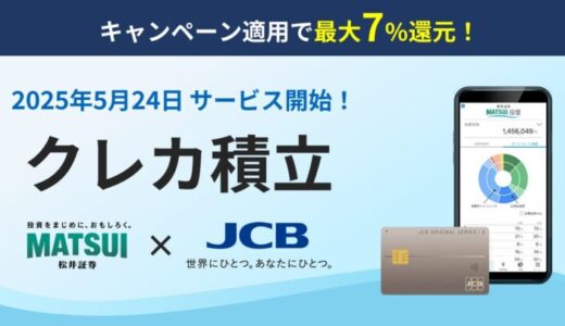 JCBとのクレカ積立サービスを5月24日（土）より提供開始 積立金額の最大7.0％を還元するキャンペーンを開催！