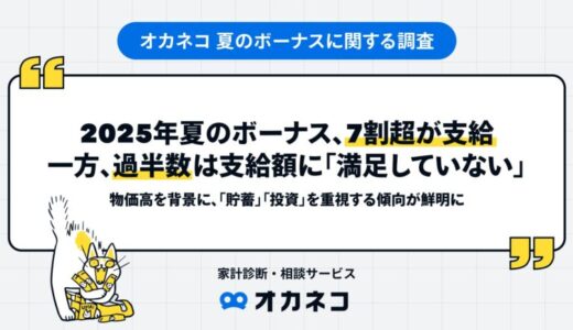2025年夏のボーナス、7割超が支給。一方、過半数は支給額に「満足していない」。物価高を背景に、「貯蓄」「投資」を重視する傾向が鮮明に