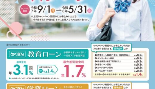 徳島大正銀行、「とくぎん教育・学資ローンキャンペーン」を実施